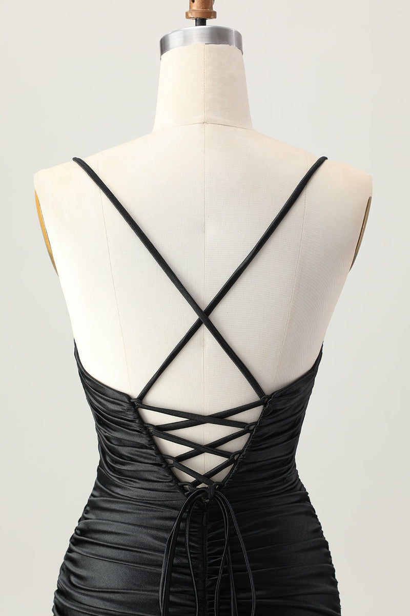 Load image into Gallery viewer, Sparkly Red Cut Out Tight Short Prom Dress with Rhinestone