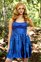 Load image into Gallery viewer, Sparkly Royal Blue A Line Spaghetti Straps Short Corset Prom Dress with Beadings