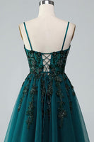 Load image into Gallery viewer, Sparkly Dark Green A Line Short Beaded Prom Dress