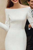 Load image into Gallery viewer, Ivory Bodycon Satin Short Wedding Dress with Feathers