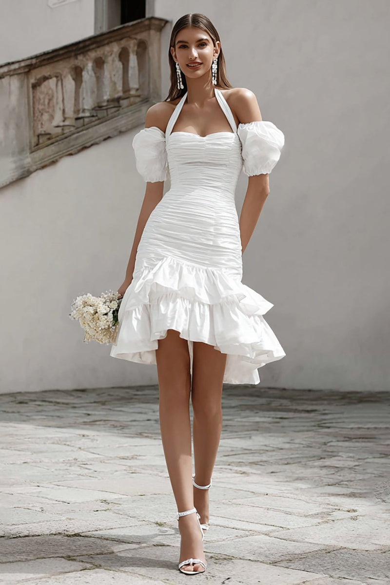 Load image into Gallery viewer, Ivory Tiered Bodycon Short Bridal Shower Dress with Ruffles