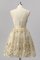 Load image into Gallery viewer, Sparkly Apricot A Line Short Floral Prom Dress with Beading