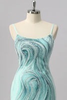 Load image into Gallery viewer, Sparkly Green Short Tight Beaded Prom Dress with Slit