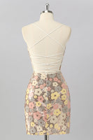 Load image into Gallery viewer, Sparkly Yellow Backless Floral Tight Short Sequin Prom Dress