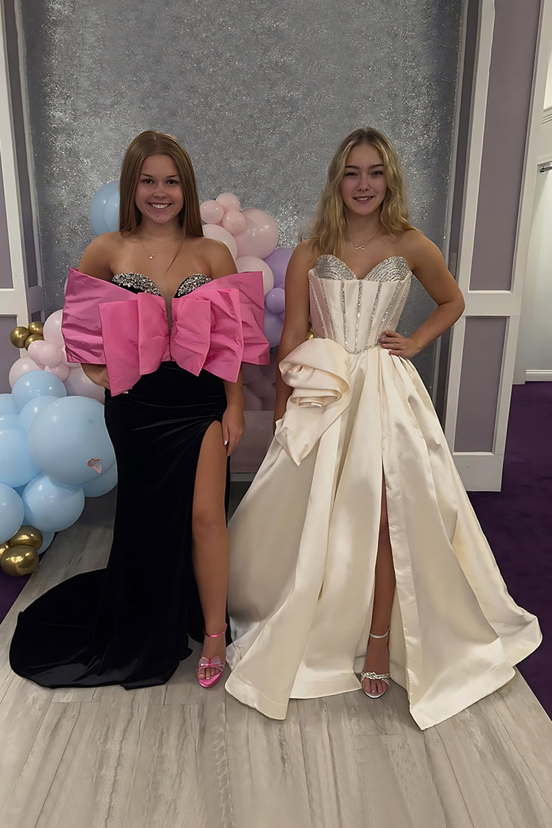 Load image into Gallery viewer, Sparkly Apricot Floral A Line Satin Long Prom Dress with Beading