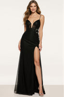 Load image into Gallery viewer, Sparkly Black Mermaid Spaghetti Straps Maxi Formal Dress with Beading