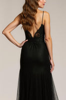 Load image into Gallery viewer, Sparkly Black Mermaid Spaghetti Straps Maxi Formal Dress with Beading