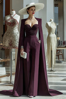 Load image into Gallery viewer, Long Sleeves Cabernet Mother of the Bride Jumpsuits with Pockets