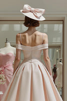 Load image into Gallery viewer, Candy Pink A Line Cold Shoulder Midi Mother of the Bride Dress