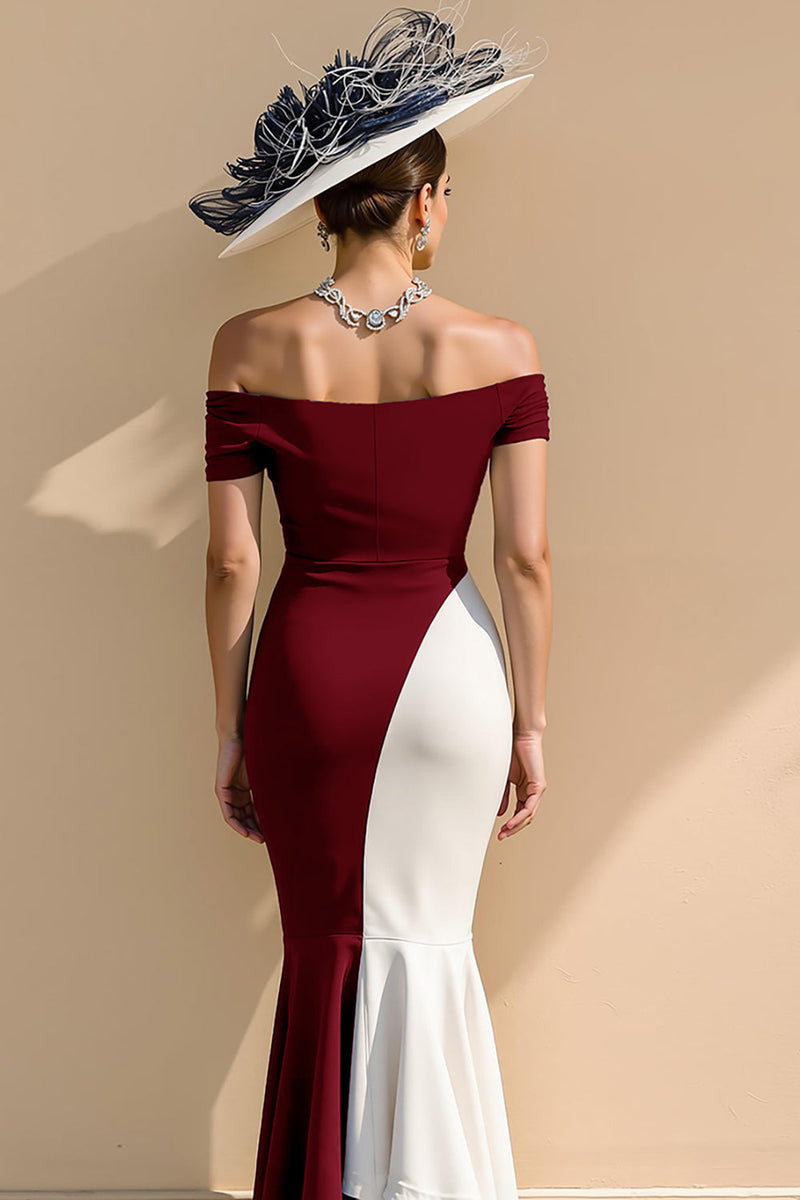 Load image into Gallery viewer, Black and White Mermaid Ruffled Patchwork Long Mother of the Bride Dress