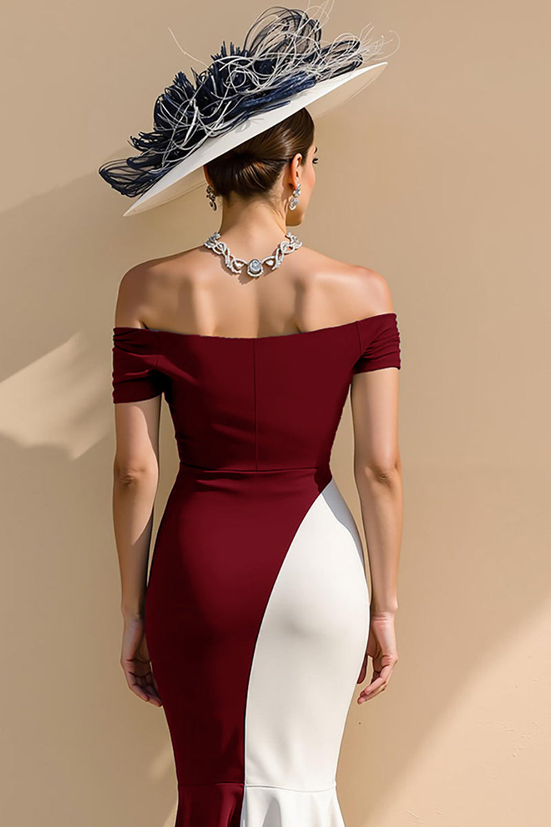 Load image into Gallery viewer, Black and White Mermaid Ruffled Patchwork Long Mother of the Bride Dress