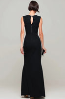 Load image into Gallery viewer, Simple Black Mermaid Boat Neck Long Formal Dress