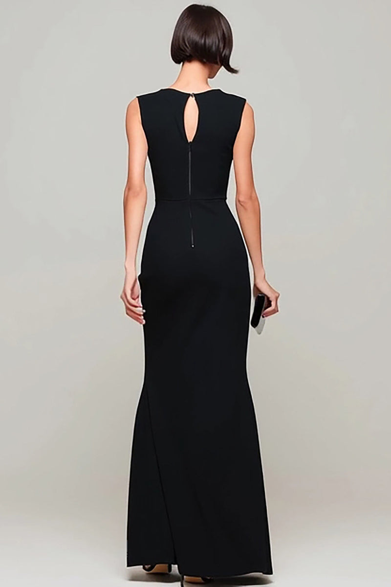 Load image into Gallery viewer, Simple Black Mermaid Boat Neck Long Formal Dress