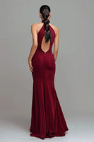Load image into Gallery viewer, Burgundy Mermaid High Neck Maxi Formal Dress