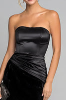 Load image into Gallery viewer, Black Velvet Strapless Mermaid Maxi Formal Dress