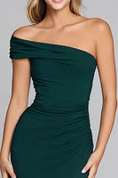 Load image into Gallery viewer, Dark Green Mermaid One Shoulder Long Formal Dress with Slit