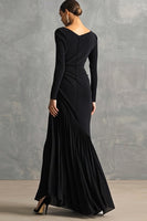 Load image into Gallery viewer, Black Mermaid Boat Neck Maxi Formal Dress with Sleeves