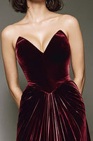 Load image into Gallery viewer, Burgundy Velvet A Line Sweetheart Long Formal Dress