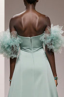 Load image into Gallery viewer, Mint Green Satin Strapless Mermaid Long Formal Dress