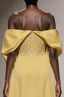 Load image into Gallery viewer, Sparkly Daffodil Mermaid Off the Shoulder Long Pageant Dress with Sequins
