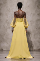 Load image into Gallery viewer, Daffodil Satin Sweetheart Mermaid Long Formal Dress with Sleeves