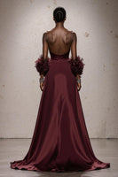 Load image into Gallery viewer, Burgundy Satin Sweetheart Ruched Mermaid Long Formal Dress