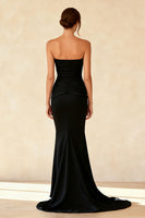 Load image into Gallery viewer, Simple Black Strapless Mermaid Maxi Formal Dress