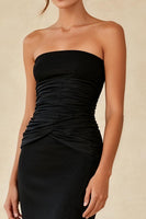 Load image into Gallery viewer, Simple Black Strapless Mermaid Maxi Formal Dress