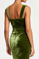 Load image into Gallery viewer, Simple Olive Velvet Mermaid Maxi Formal Dress