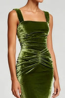 Load image into Gallery viewer, Simple Olive Velvet Mermaid Maxi Formal Dress