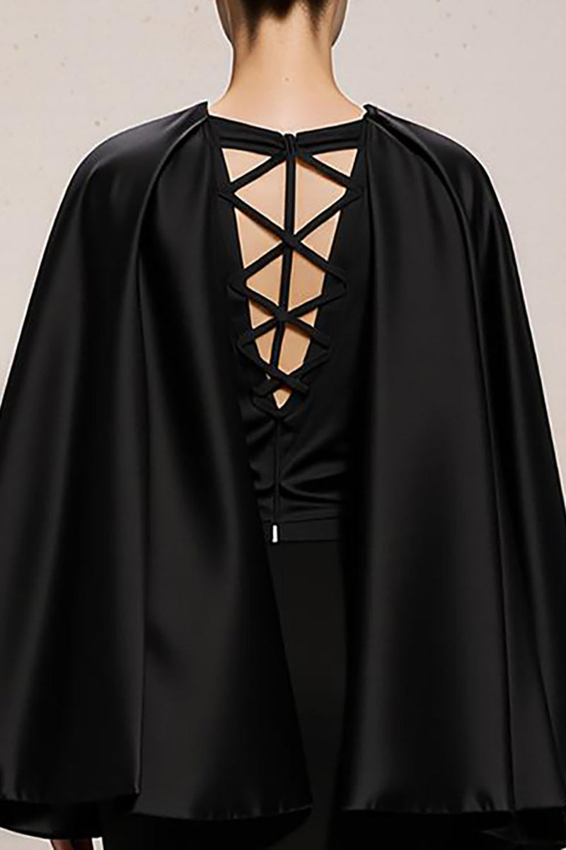 Load image into Gallery viewer, Black and White Patchwork Mermaid Satin V-Neck Long Formal Dress with Sleeves