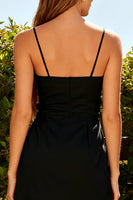 Load image into Gallery viewer, Black Spaghetti Straps Short Tight Cocktail Dress with Bows