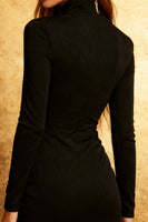 Load image into Gallery viewer, Black High Neck Long Sleeves Tight Cocktail Dress