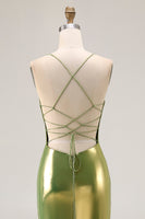 Load image into Gallery viewer, Gold Mermaid Tiered Metallic Long Prom Dress with Ruffles