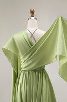 Load image into Gallery viewer, Sage Green A Line Keyhole Long Corset Prom Dress with Slit