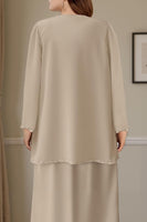 Load image into Gallery viewer, Sparkly 2 Piece Rust Round Neck Long Mother of the Bride Dress