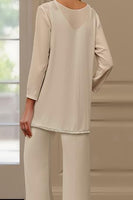 Load image into Gallery viewer, 3 Piece Apricot V-Neck Long Sleeves Mother of the Bride Pant Suits with Jacket