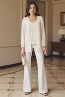 Load image into Gallery viewer, 3 Piece Apricot V-Neck Long Sleeves Mother of the Bride Pant Suits with Jacket