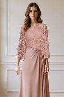 Load image into Gallery viewer, 2 Piece Peacock Green Square Neck A Line Long Mother of the Bride Dress with Lace