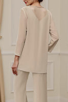 Load image into Gallery viewer, Sparkly 3 Piece Apricot Long Sleeves V Neck Long Mother of the Bride Pant Suits