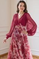 Load image into Gallery viewer, Navy V Neck Plus Size Long Mother of the Bride Dress with 3D Flowers