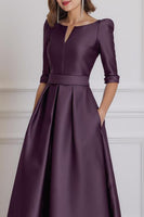 Load image into Gallery viewer, Light Blue High Low A Line Mother of the Bride Dress with Sleeves