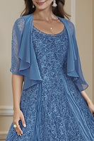 Load image into Gallery viewer, 2 Piece Champagne Tea Length Lace Mother of the Bride Dress with Jacket