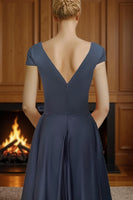 Load image into Gallery viewer, Dusty Sage A Line V Neck Ruched Ankle Length Mother of the Bride Dress with Bow