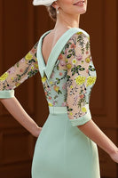 Load image into Gallery viewer, Mint Green Floral High Low Mermaid Mother of the Bride Dress