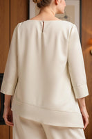 Load image into Gallery viewer, 2 Piece Apricot Bateau Neck Long Mother of the Bride Pant Suits with Sleeves