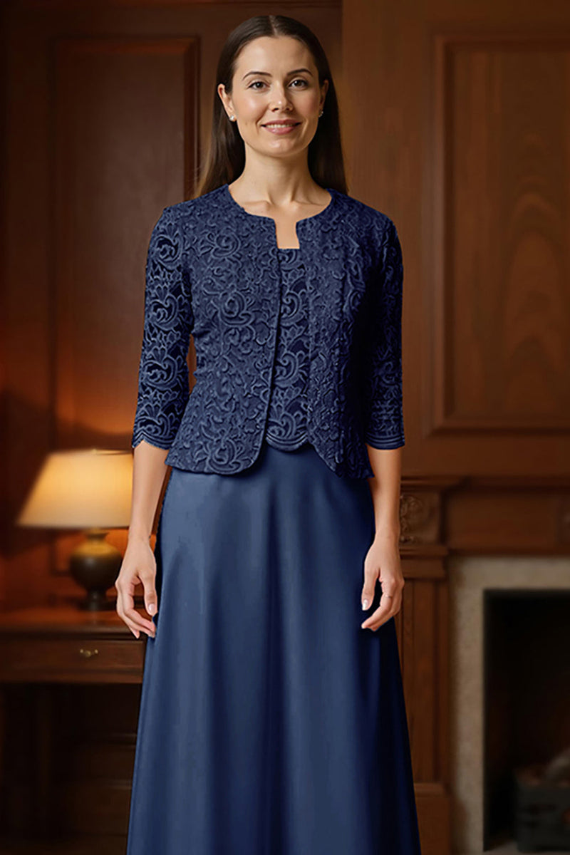 Load image into Gallery viewer, 3 Piece Apricot Long Mother of the Bride Dress Dress Suits with Jacket