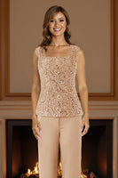 Load image into Gallery viewer, 3 Piece Purple Lace Long Mother of the Bride Pant Suits with Jacket