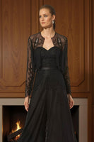 Load image into Gallery viewer, 2 Piece Black Lace Long Sweetheart Mother of the Bride Jumpsuits with Jacket