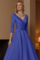 Load image into Gallery viewer, Champagne A Line Ruched V Neck Ankle Length Mother of the Bride Dress